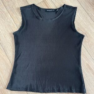 Briggs New York Black Blouse Ribbed Top Size Petite Small